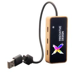 Hub USB 8 en 1 de madera con doble entrada y 6 puertos "SCX.design H21"