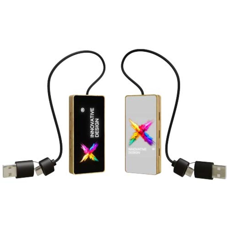 Hub USB 8 en 1 de madera con doble entrada y 6 puertos "SCX.design H21"