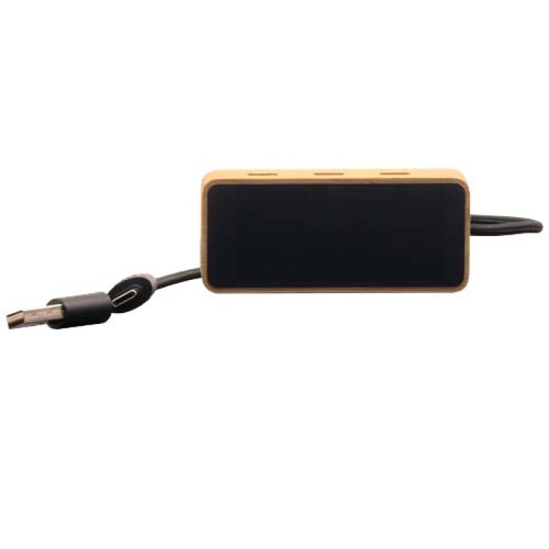 Hub USB 8 en 1 de madera con doble entrada y 6 puertos "SCX.design H21"