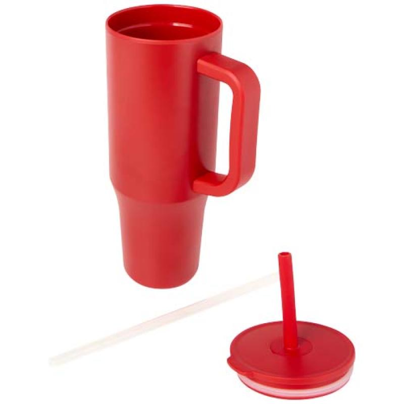 Vaso con aislamiento de 900 ml con certificado RCS y pajita de silicona "Brady"