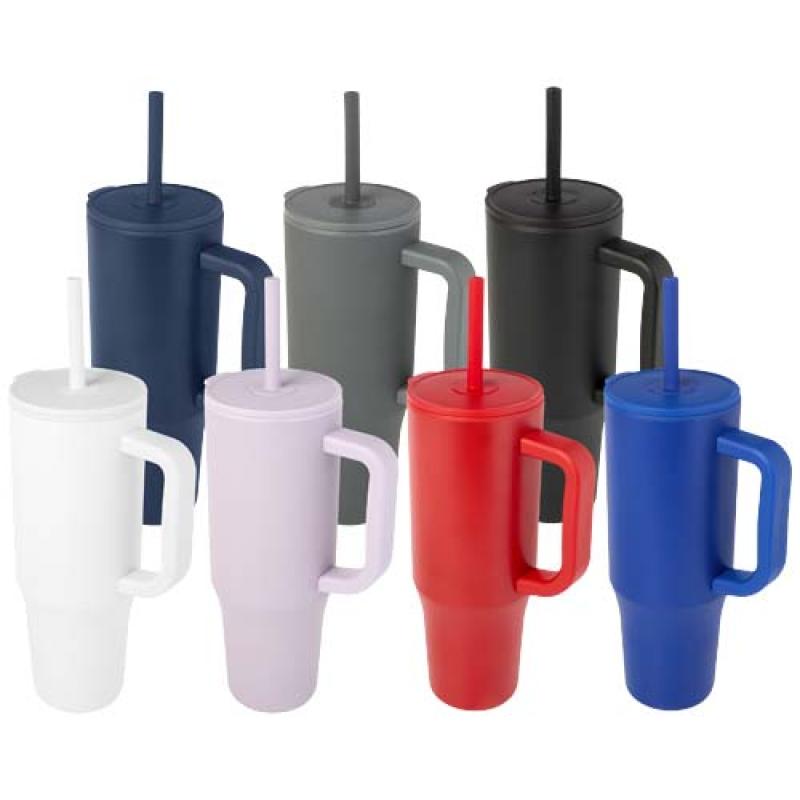 Vaso con aislamiento de 900 ml con certificado RCS y pajita de silicona "Brady"