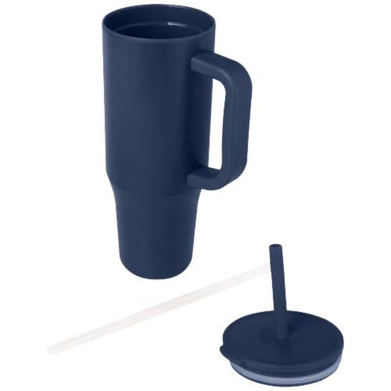 Vaso con aislamiento de 900 ml con certificado RCS y pajita de silicona "Brady"
