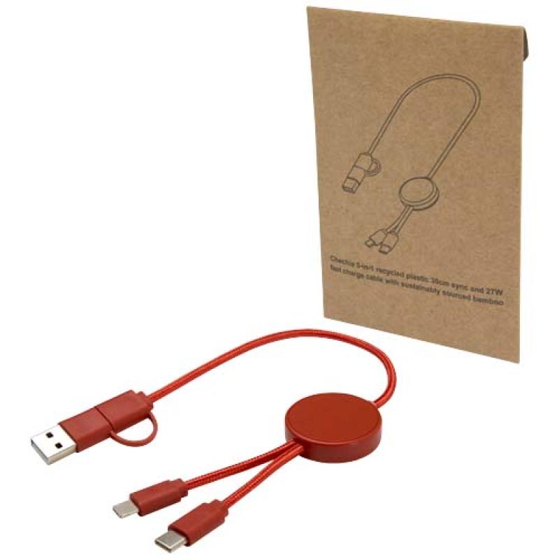 Cable 5 en 1 de plástico reciclado de 30 cm para sincronización de datos y carga rápida de 27 W "Citala"