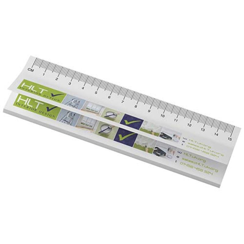Libreta con notas adhesivas de material reciclado con regla impresa "Sticky-Mate®"