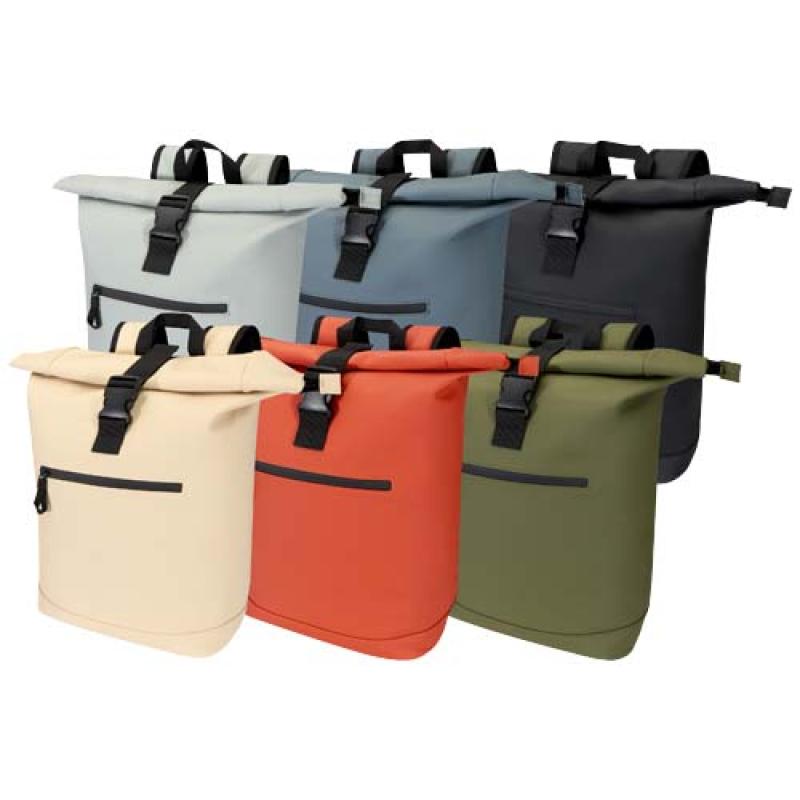 Mochila de 15" y 18 L con parte superior enrollable de material reciclado con certificado GRS "Resi Plus"