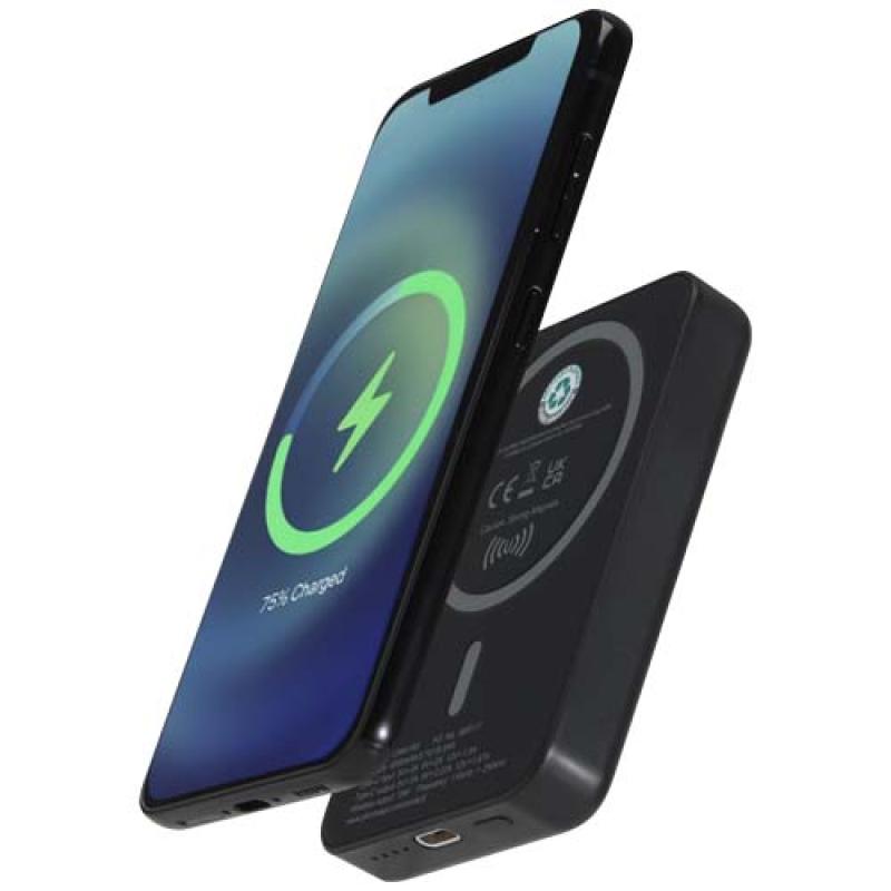 Batería externa inalámbrica magnética de 5000 mAh y 15 W con PD de 20 W fabricada con plástico reciclado "Acrab"