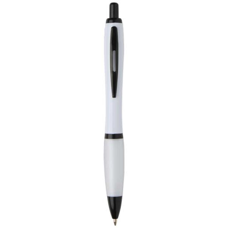 Bolígrafo de plástico reciclado con adornos negros (tinta negra) "Nash"