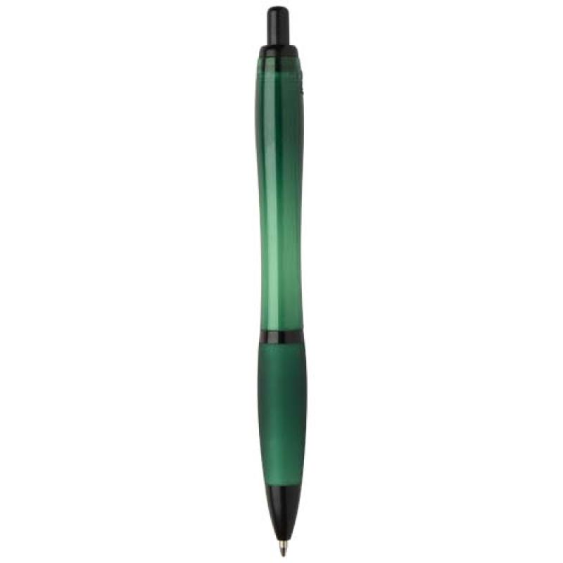 Bolígrafo de plástico reciclado con adornos negros (tinta negra) "Nash"