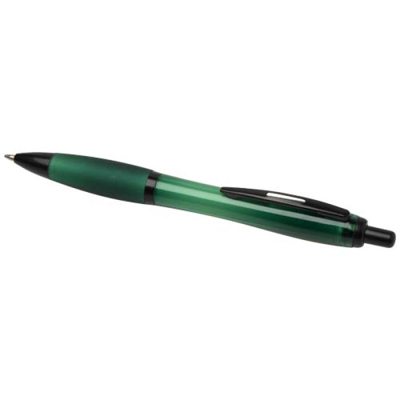 Bolígrafo de plástico reciclado con adornos negros (tinta negra) "Nash"