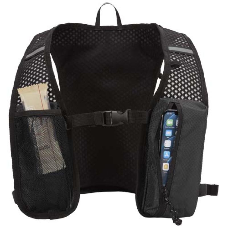 Chaleco de running de material reciclado con certificado GRS y mochila de hidratación de 5 L "Nomad"