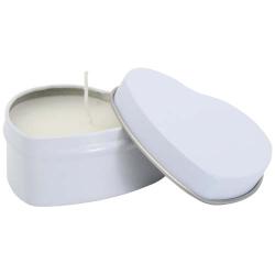 Vela con forma de corazón y aroma de vainilla en caja metálica "Blissful"