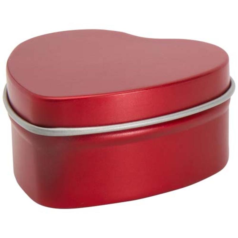 Vela con forma de corazón y aroma de vainilla en caja metálica "Blissful"
