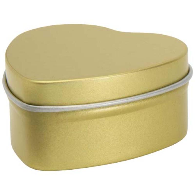 Vela con forma de corazón y aroma de vainilla en caja metálica "Blissful"