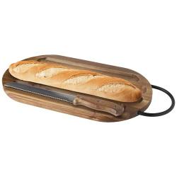 Tabla de cortar de madera de acacia con cuchillo para pan "Prestige"