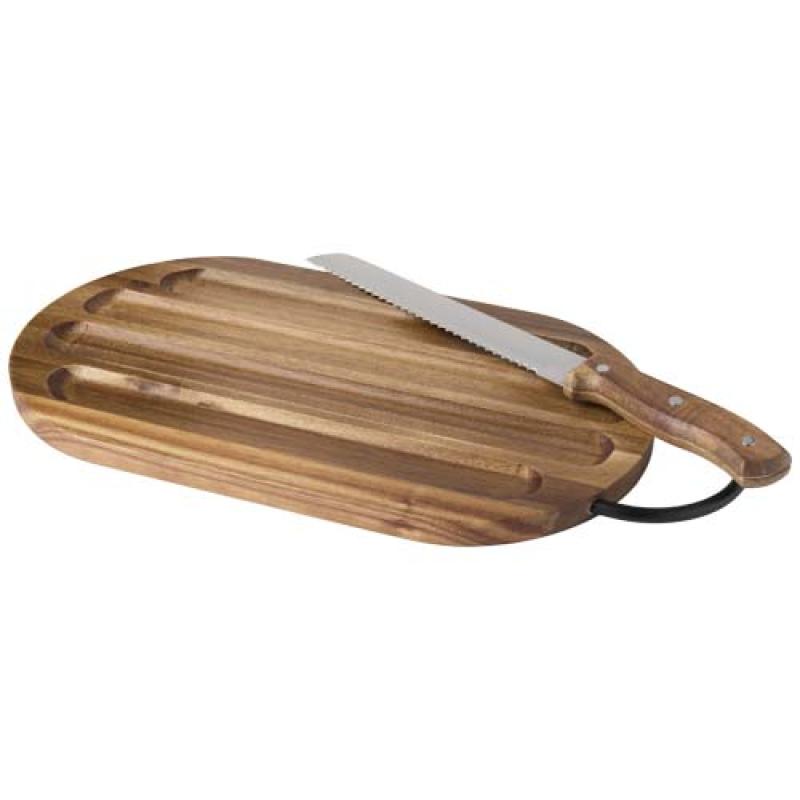 Tabla de cortar de madera de acacia con cuchillo para pan "Prestige"