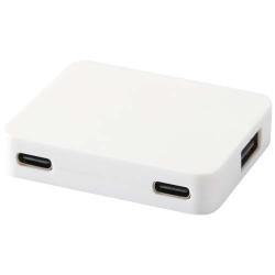 Hub USB de 4 puertos con salida USB-A y tipo-C y doble entrada fabricado con plástico reciclado "Gaia"