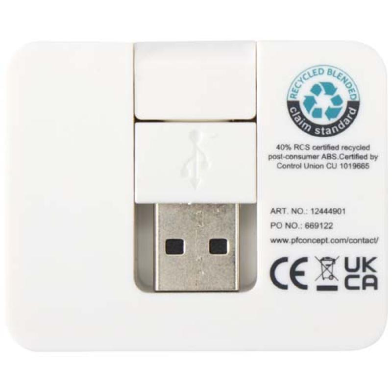 Hub USB de 4 puertos con salida USB-A y tipo-C y doble entrada fabricado con plástico reciclado "Gaia"