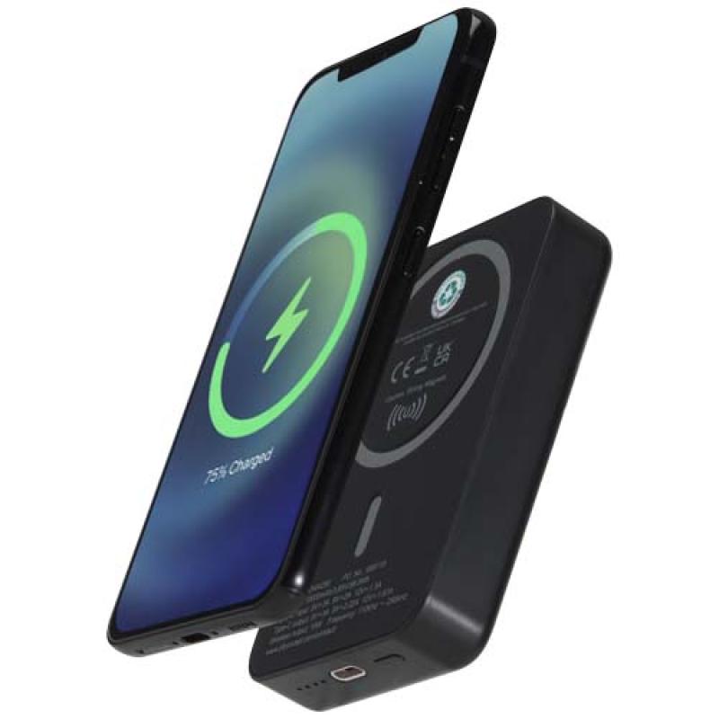 Batería externa inalámbrica magnética de 10 000 mAh y 15 W con PD de 20 W fabricada con plástico reciclado "Acrab"