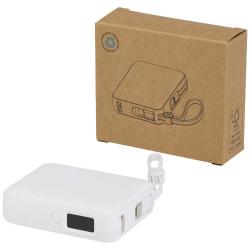 Batería externa para tableta de 10 000 mAh y 35 W con cable tipo C integrado y fabricada con plástico reciclado "Acrux"