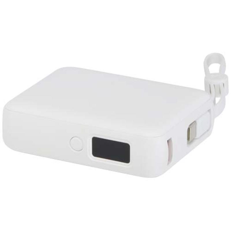 Batería externa para tableta de 10 000 mAh y 35 W con cable tipo C integrado y fabricada con plástico reciclado "Acrux"