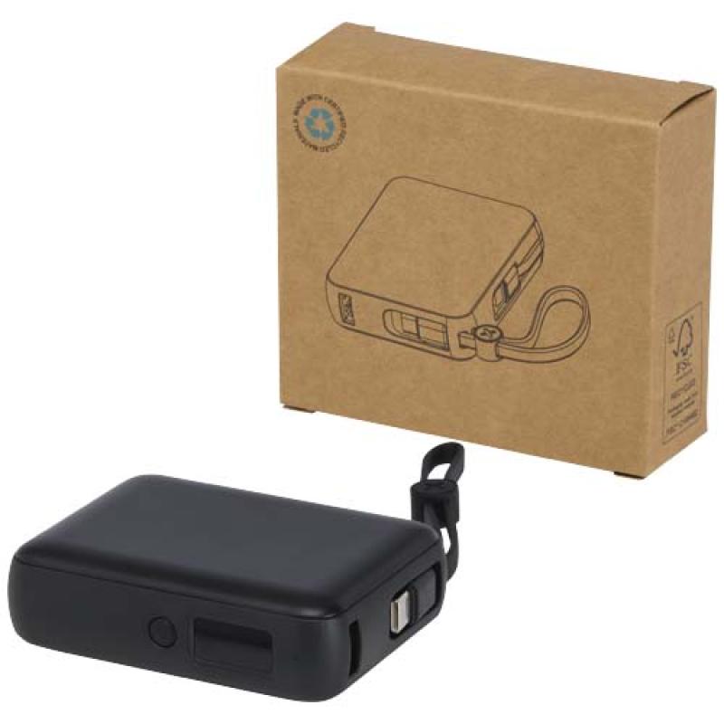 Batería externa para tableta de 10 000 mAh y 35 W con cable tipo C integrado y fabricada con plástico reciclado "Acrux"