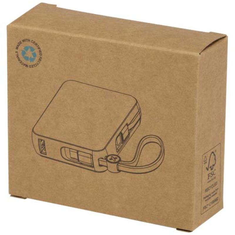 Batería externa para tableta de 10 000 mAh y 35 W con cable tipo C integrado y fabricada con plástico reciclado "Acrux"