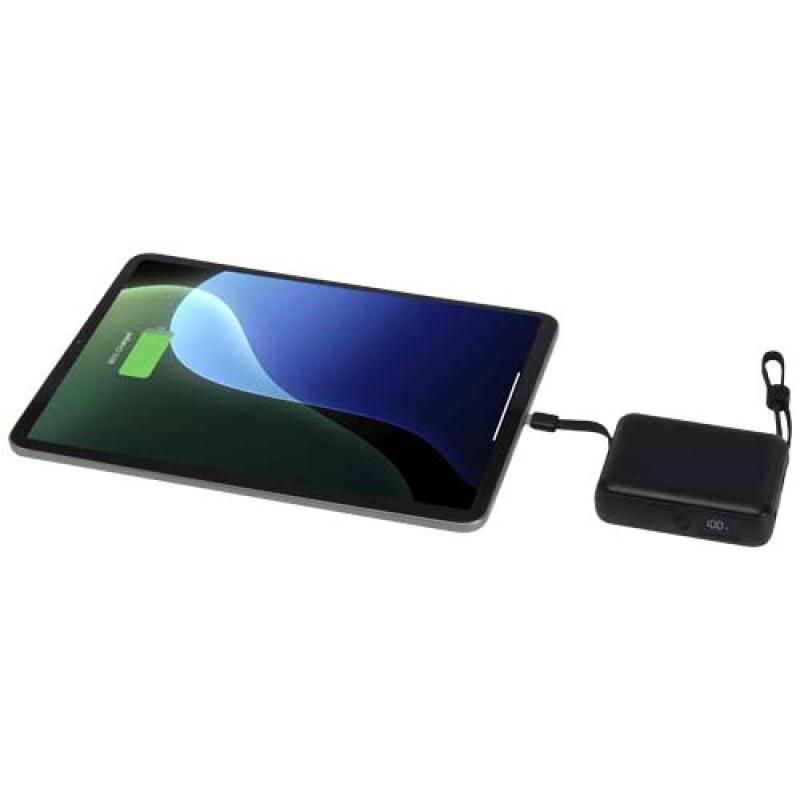 Batería externa para tableta de 10 000 mAh y 35 W con cable tipo C integrado y fabricada con plástico reciclado "Acrux"