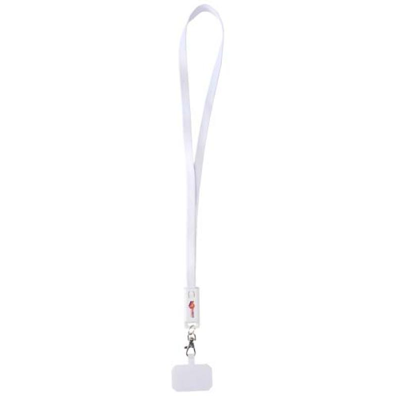 Lanyard de plástico reciclado para smartphone con sincronización de datos integrada y cable 5 en 1 de carga rápida de 65 W "Fran
