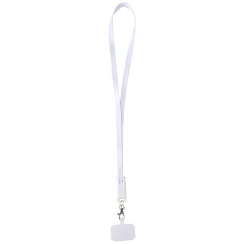 Lanyard de plástico reciclado para smartphone con sincronización de datos integrada y cable 5 en 1 de carga rápida de 65 W "Fran