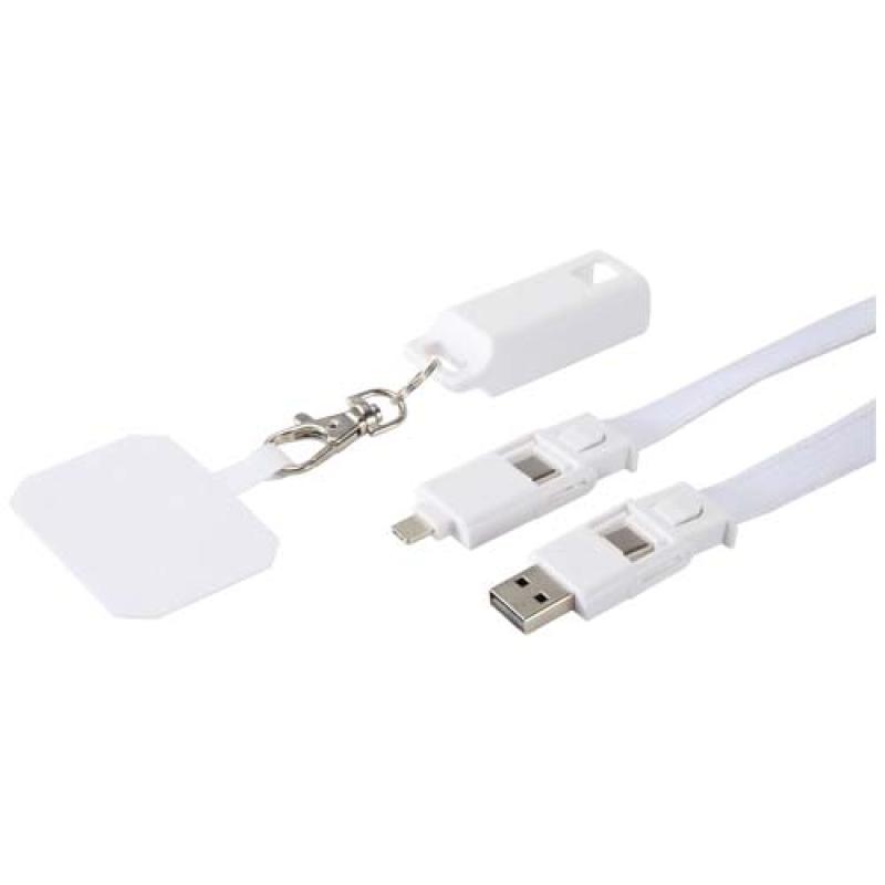 Lanyard de plástico reciclado para smartphone con sincronización de datos integrada y cable 5 en 1 de carga rápida de 65 W "Fran