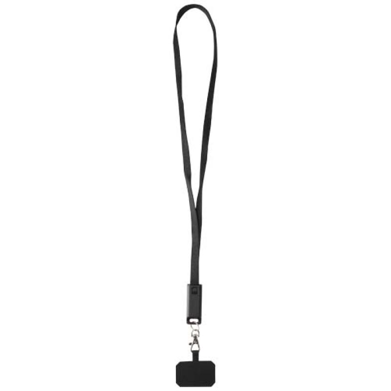 Lanyard de plástico reciclado para smartphone con sincronización de datos integrada y cable 5 en 1 de carga rápida de 65 W "Fran