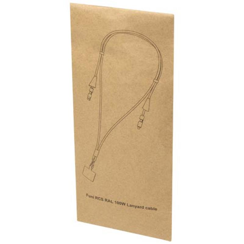 Lanyard de plástico reciclado para smartphone con sincronización de datos integrada y cable 5 en 1 de carga rápida de 100 W "Fun