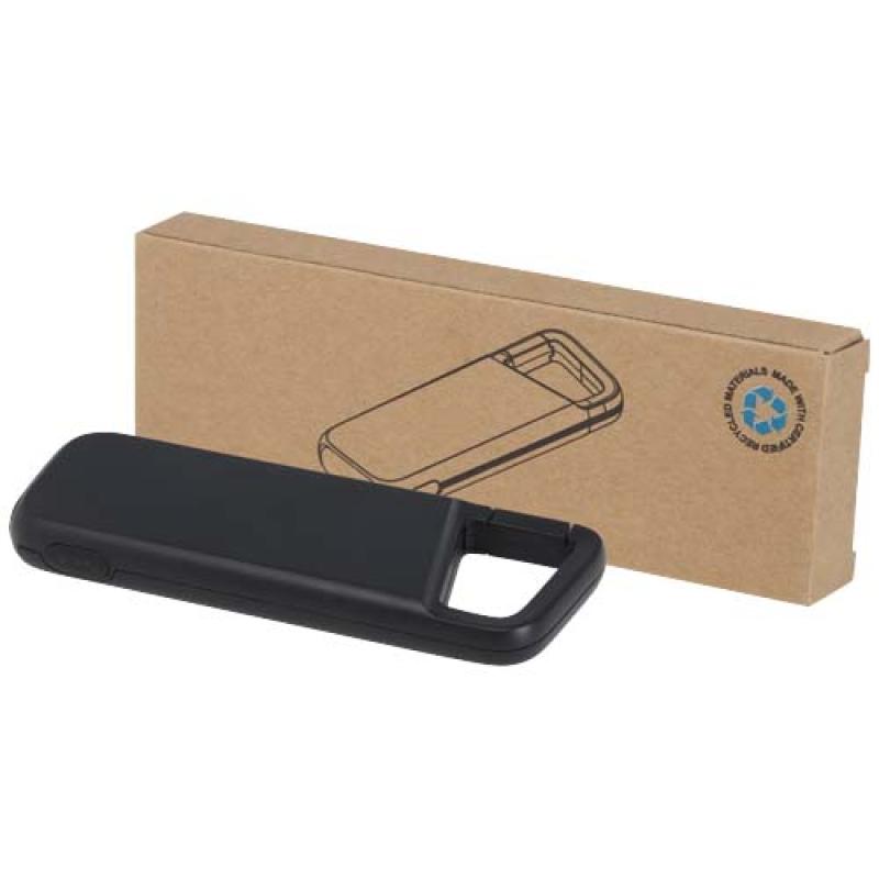 Batería externa de 5000 mAh y 12 W de plástico reciclado resistente al agua con mosquetón "Alkes"