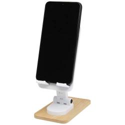 Soporte para teléfono de sobremesa plegable de plástico reciclado con detalles de bambú "Alfirk"