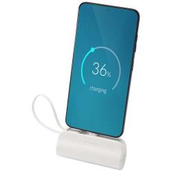 Batería externa tipo-C de plástico reciclado de 5000 mAh y 10 W con soporte abatible incorporado y cable 2 en 1 "Alnair"