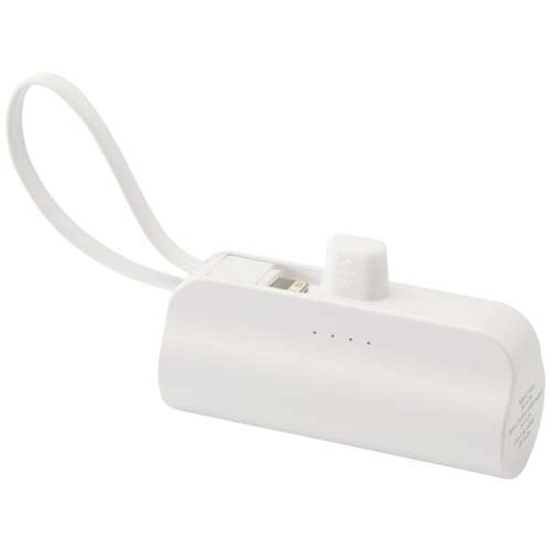 Batería externa tipo-C de plástico reciclado de 5000 mAh y 10 W con soporte abatible incorporado y cable 2 en 1 "Alnair"
