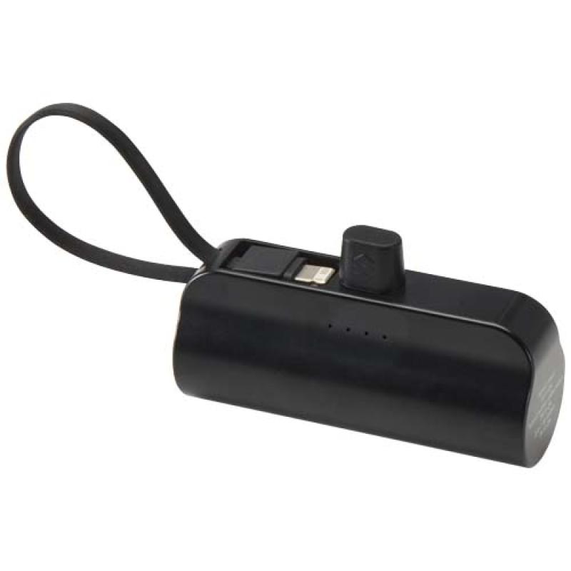 Batería externa tipo-C de plástico reciclado de 5000 mAh y 10 W con soporte abatible incorporado y cable 2 en 1 "Alnair"