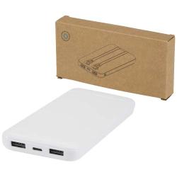 Batería externa de plástico reciclado de 10 000 mAh y 10 W con 2 cables integrados "Adhil"