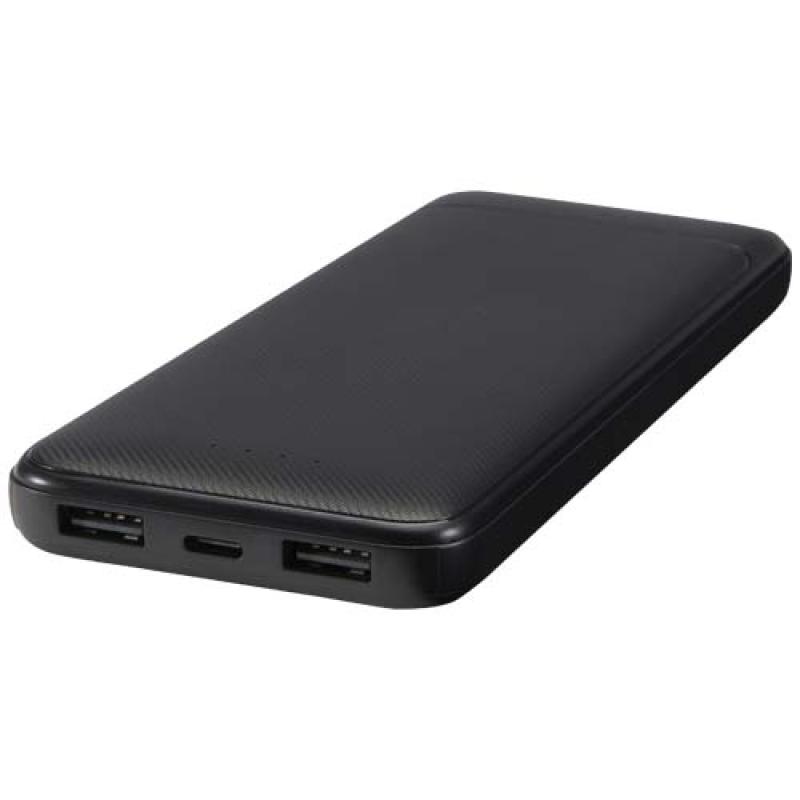 Batería externa de plástico reciclado de 10 000 mAh y 10 W con 2 cables integrados "Adhil"
