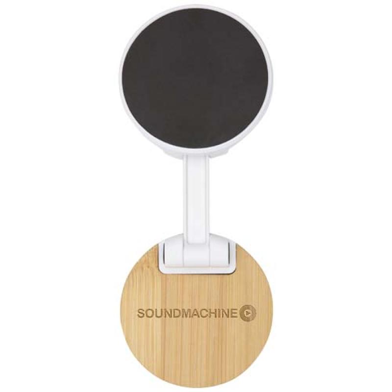 Soporte para teléfono magnético plegable de plástico reciclado con detalles de bambú "Alcor"