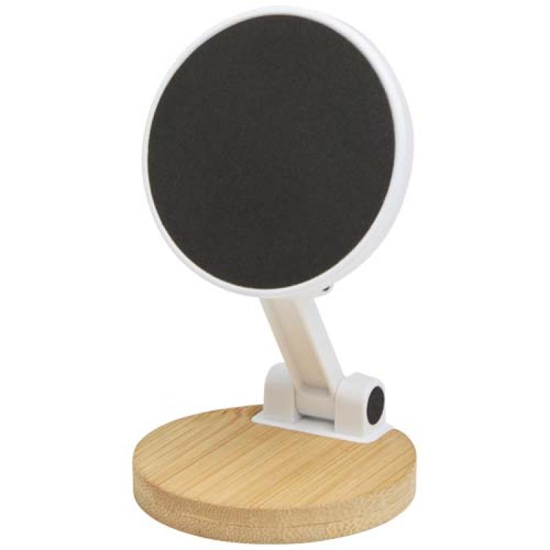 Soporte para teléfono magnético plegable de plástico reciclado con detalles de bambú "Alcor"