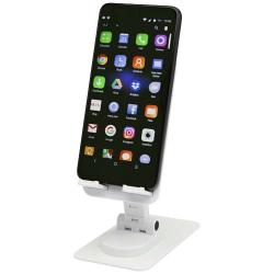 Soporte para teléfono plegable de plástico reciclado con soporte metálico para escritorio "Alhena"