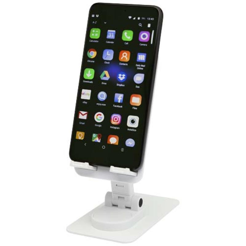 Soporte para teléfono plegable de plástico reciclado con soporte metálico para escritorio "Alhena"