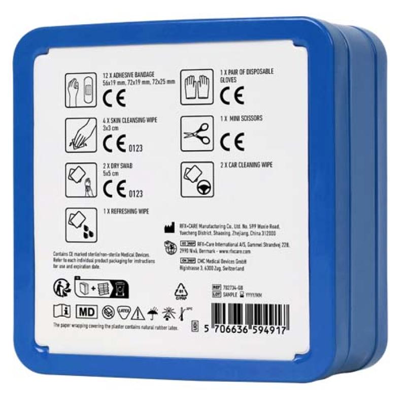 Kit de primeros auxilios para el coche en caja metálica "MyKit"
