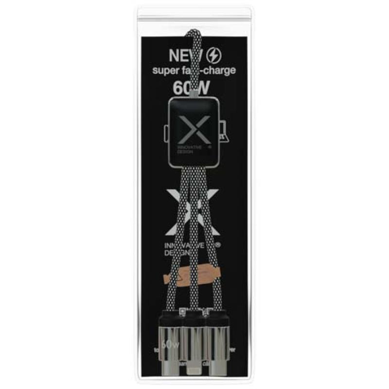 Cable de carga tipo C de 60 W con doble logotipo retroiluminado "SCX.design C33"