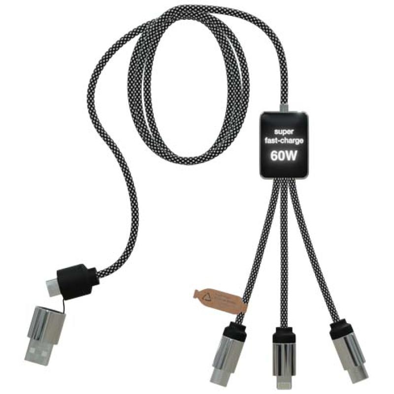 Cable de carga tipo C de 60 W con doble logotipo retroiluminado "SCX.design C33"