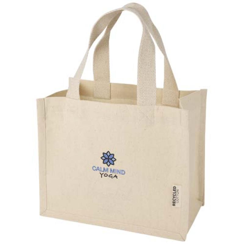 Bolsa Tote con fuelle mini de algodón reciclado GRS de 220 g/m² de 9 l "Odessa"