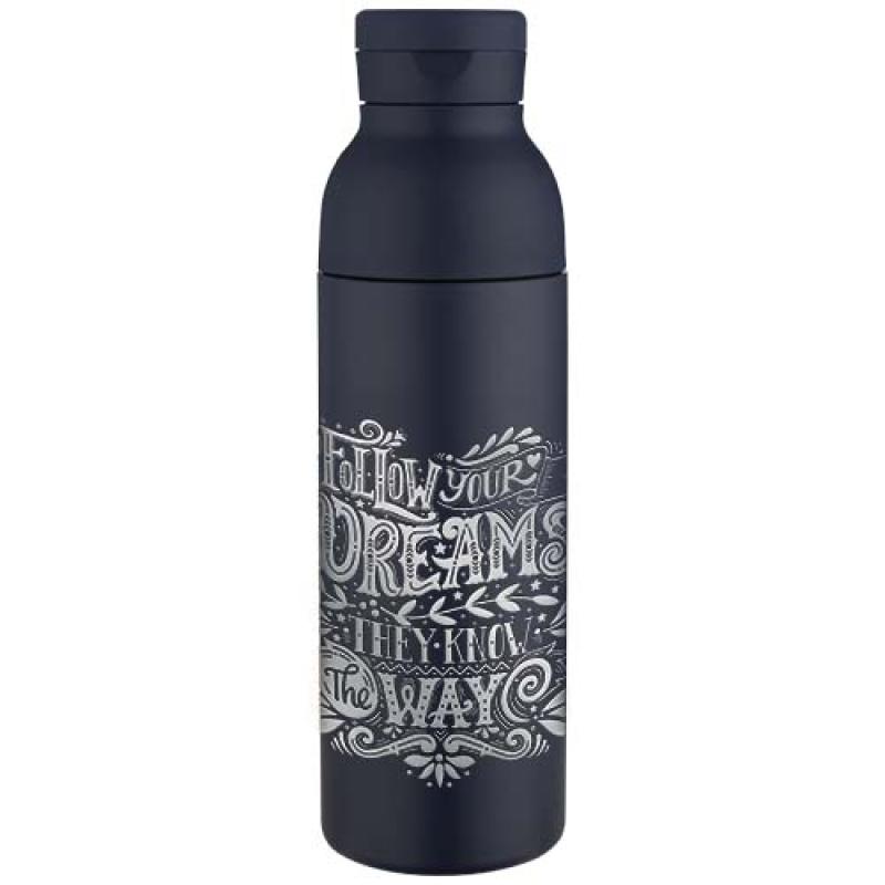 Botella de 650 ml de acero inoxidable reciclado con certificado RCS de doble pared con 3 tapas "Iluminate"