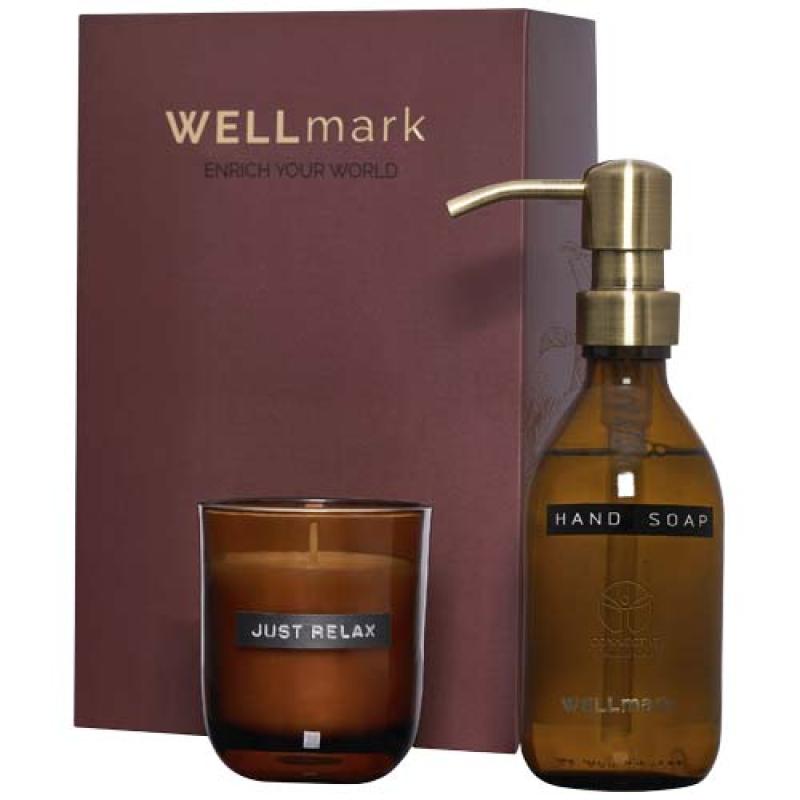 Dispensador de jabón de manos de 250 ml y juego de velas aromáticas de 150 g con fragancia de lino fresco "Wellmark Discovery"