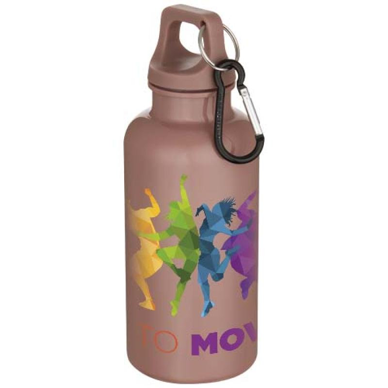 Botella de 400 ml de color liso de plástico reciclado con certificado RCS y mosquetón "Oregon"